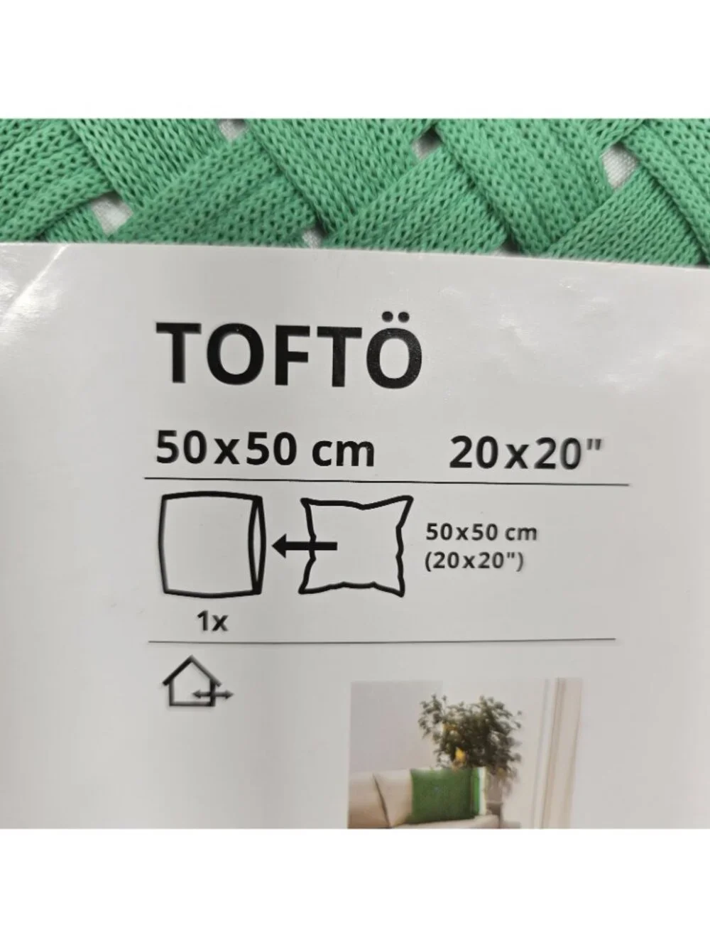 IKEA TOFTO Cushion Cover In/Outdoor Bright Green 20x20 - 105.208.25